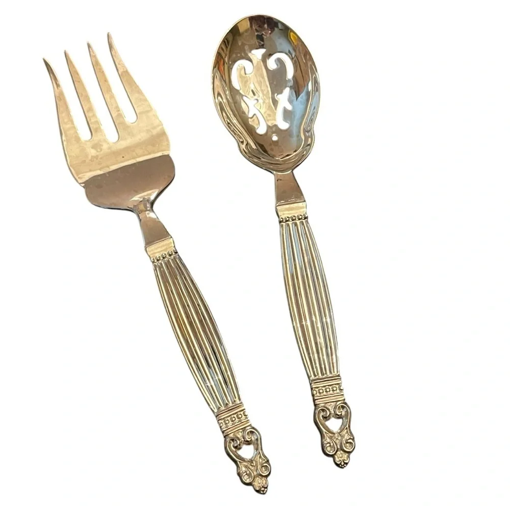 Wallace Silver Plate Serving Fork and Slotted Spoon Set